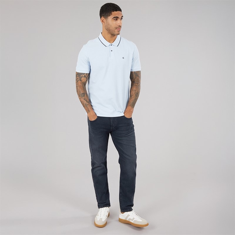 Calvin Klein Mens Short Sleeve Refined Pique Tip Polo Shirt Breezy Blue - Image 4