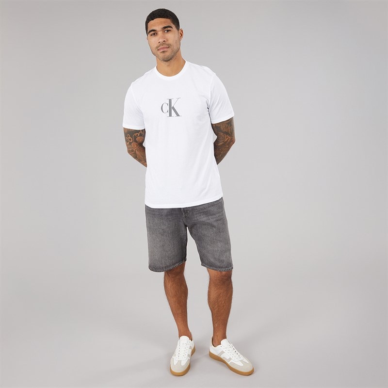 Calvin Klein Mens Short Sleeve Distress Mono Graphic T-Shirt Bright White - Image 4