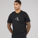 Calvin Klein Mens Short Sleeve Distress Short Sleeve Mono Graphic T-Shirt Black