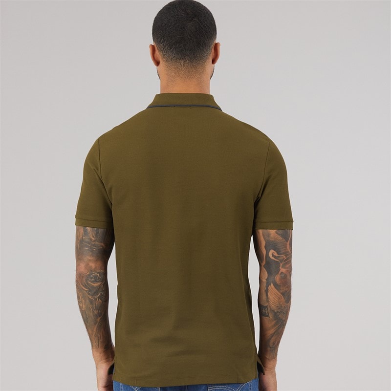 Calvin Klein Mens Short Sleeve Refined Pique Tip Polo Shirt Crude Green - Image 2