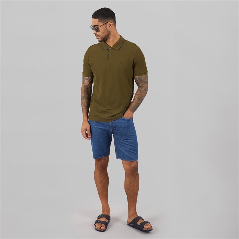 Calvin Klein Mens Short Sleeve Refined Pique Tip Polo Shirt Crude Green - Image 4