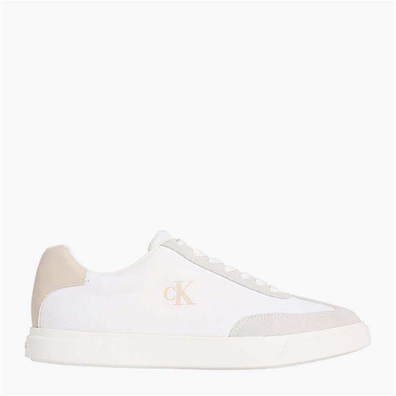 Calvin Klein Mens Low Profile Cupsole Trainers Bright White/Oatmeal