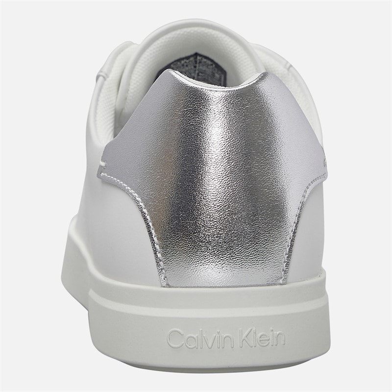 Calvin Klein Womens Low Profile Cuspole Trainers Bright White/Silver - Image 3