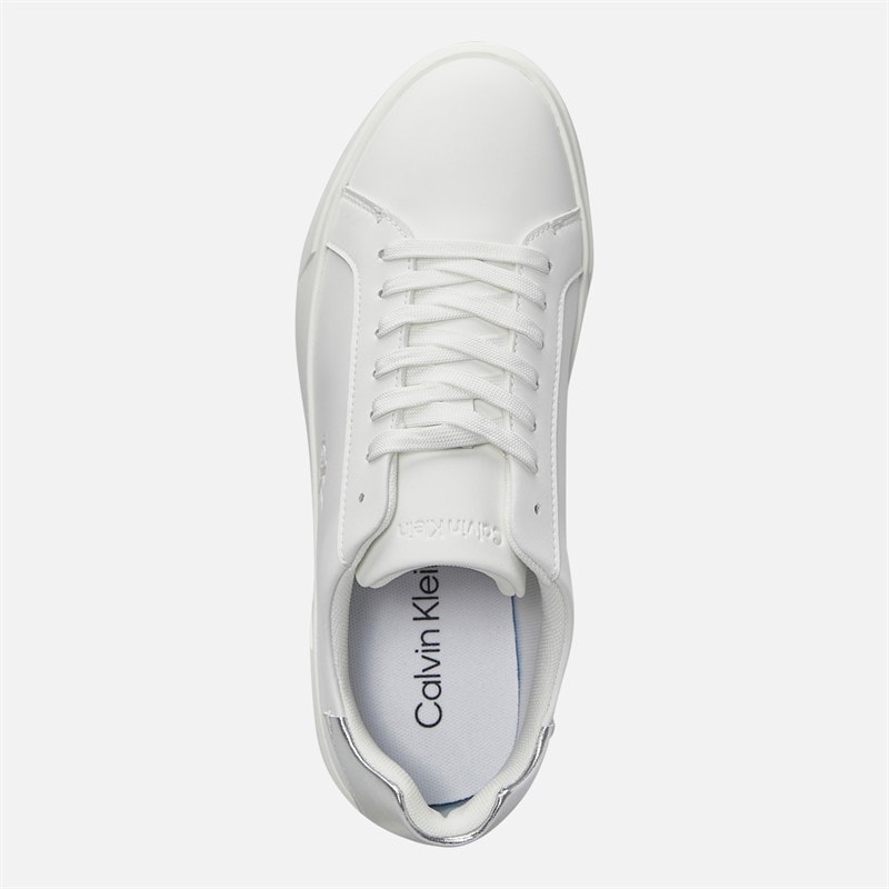 Calvin Klein Womens Low Profile Cuspole Trainers Bright White/Silver - Image 4