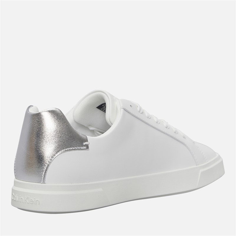 Calvin Klein Womens Low Profile Cuspole Trainers Bright White/Silver - Image 5