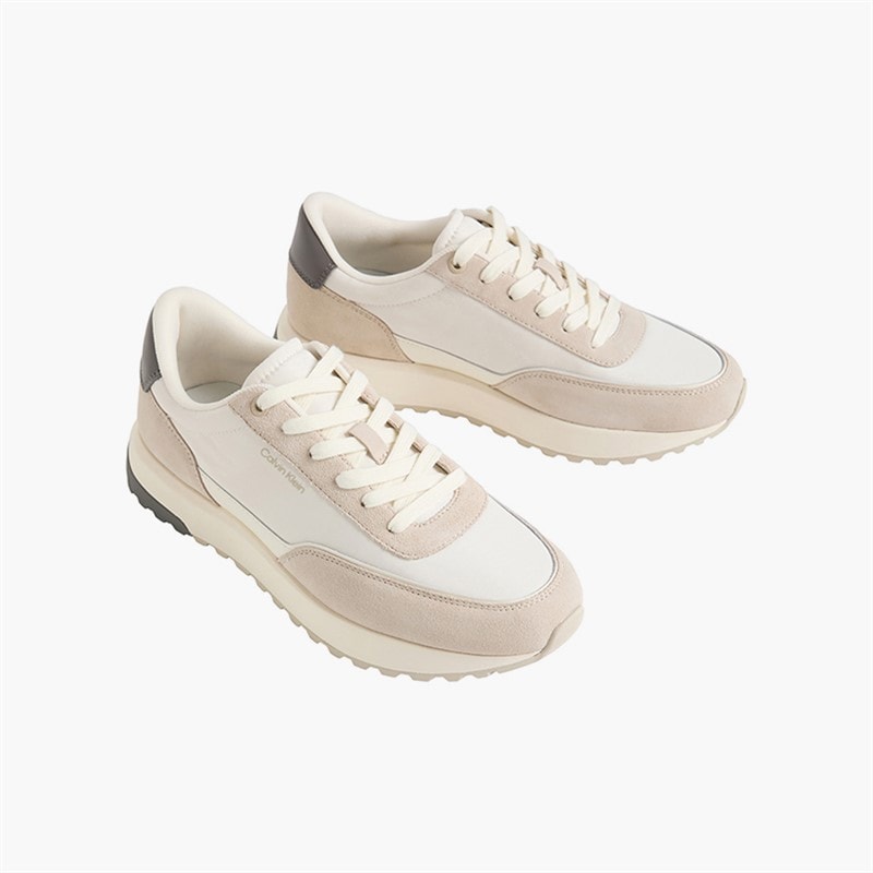 Calvin Klein Mens City Runner Trainers Feather Gray/Marshmallow/Granite - Image 4