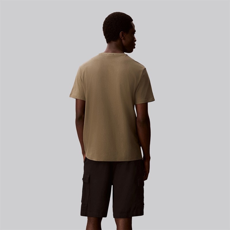 Calvin Klein Mens Micro Logo Crew Neck T-Shirt Dusty Olive - Image 2