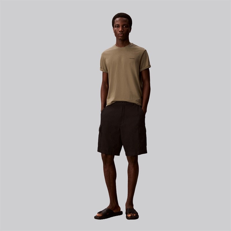 Calvin Klein Mens Micro Logo Crew Neck T-Shirt Dusty Olive - Image 3