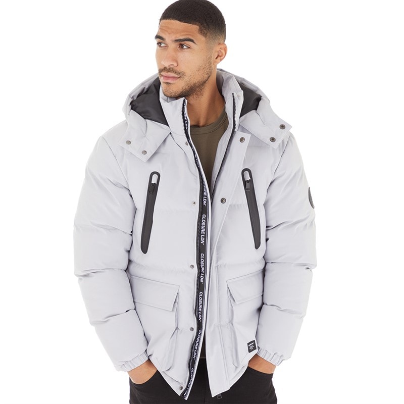 Closure London Mens Longline Expedition Jacket Ice Grey - Image 1