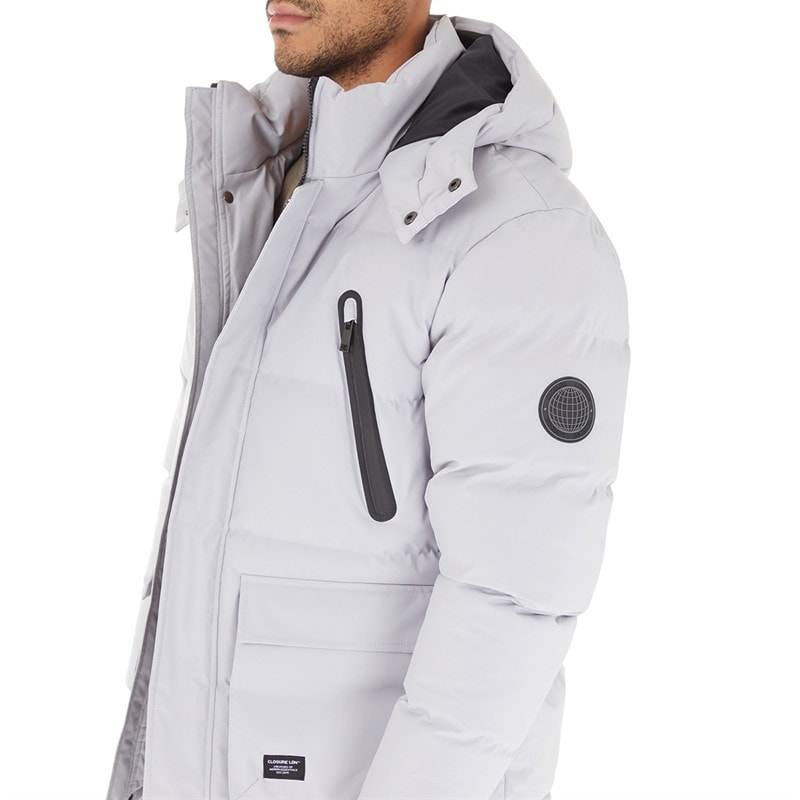 Closure London Mens Longline Expedition Jacket Ice Grey - Image 3