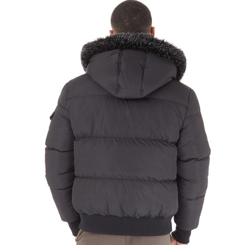 Closure London Mens Fur Hood Puffer Jacket Black - Image 2