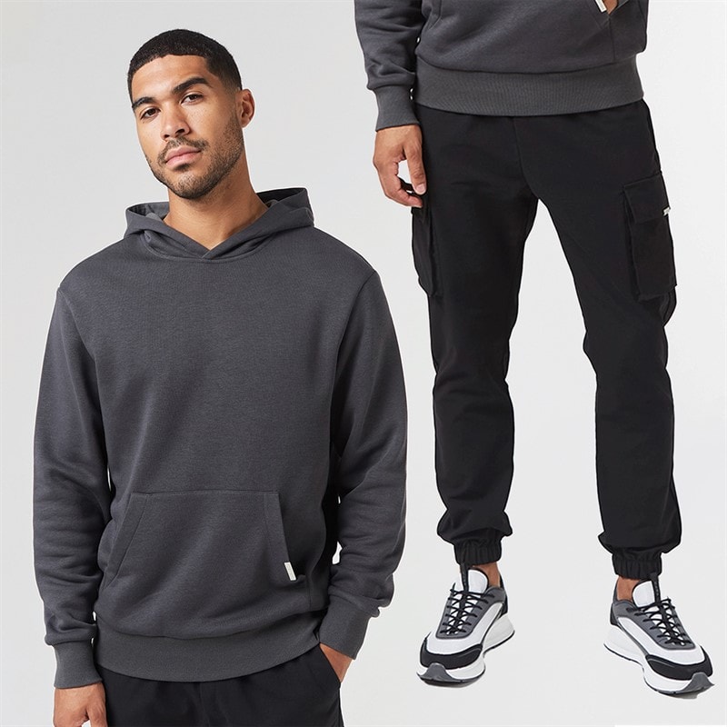 Closure London Mens Hoodie And Cargo Pants Co-Ord Charcoal/Black