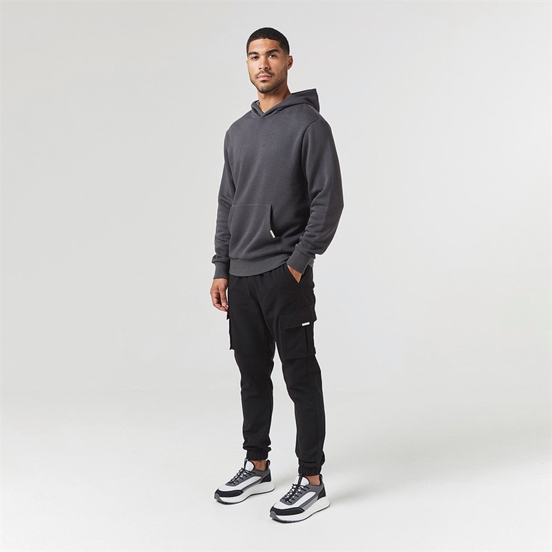 Closure London Mens Hoodie And Cargo Pants Co-Ord Charcoal/Black - Image 2