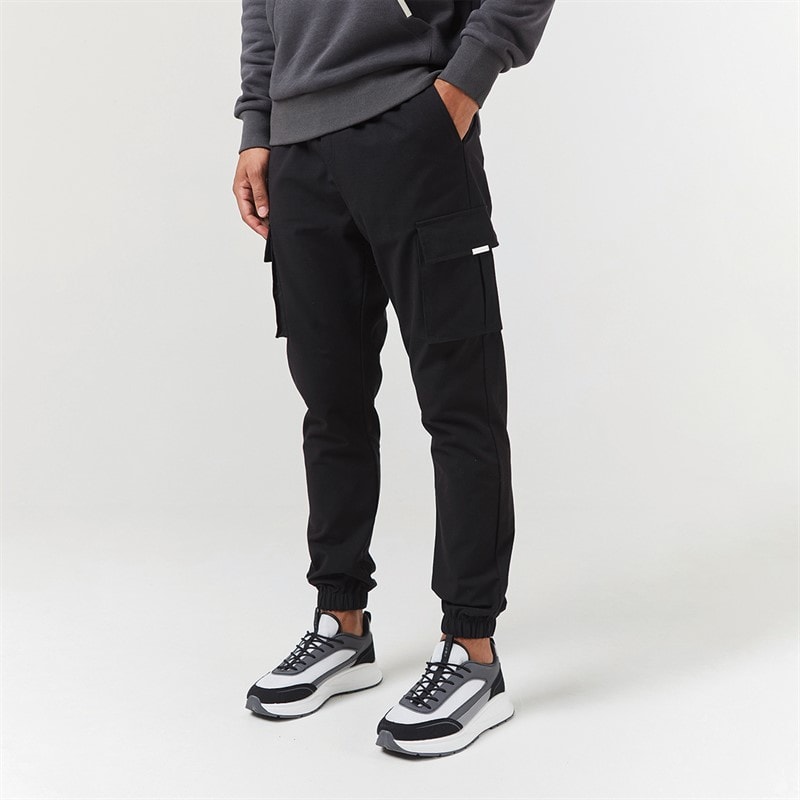 Closure London Mens Hoodie And Cargo Pants Co-Ord Charcoal/Black - Image 4