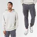 Closure London Mens Hoodie And Cargo Pants Co-Ord Set Stone/Charcoal