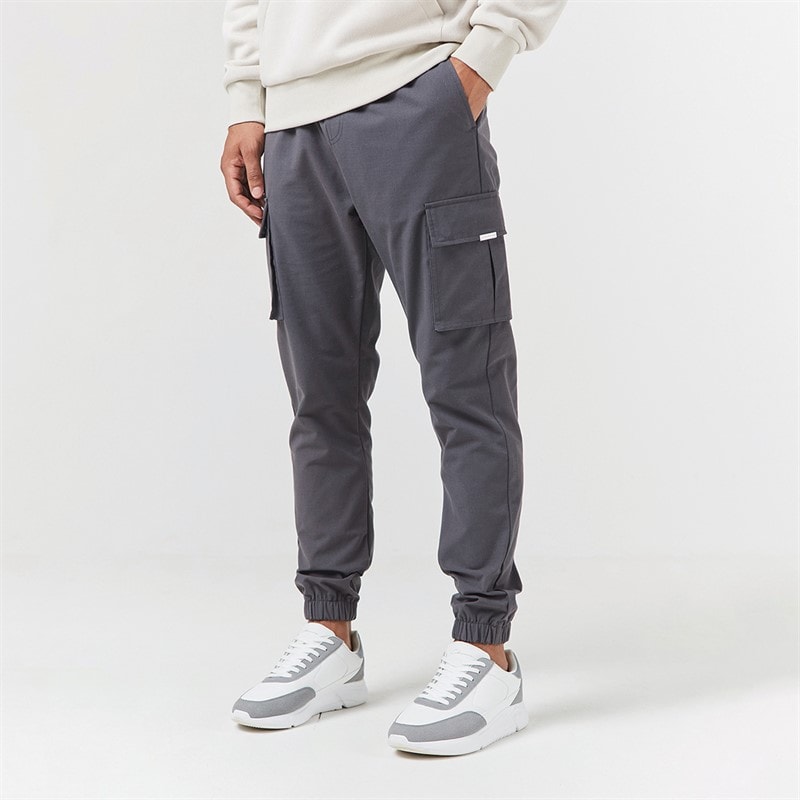 Closure London Mens Hoodie And Cargo Pants Co-Ord Set Stone/Charcoal - Image 5