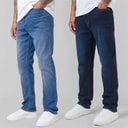 Closure London Mens Two Pack Straight Fit Jeans Dark Blue Wash/Mid Blue Wash