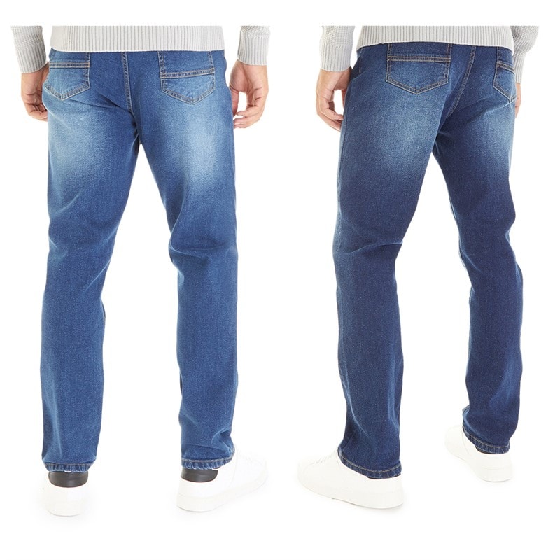 Closure London Mens Two Pack Straight Fit Jeans Dark Blue Wash/Mid Blue Wash - Image 2