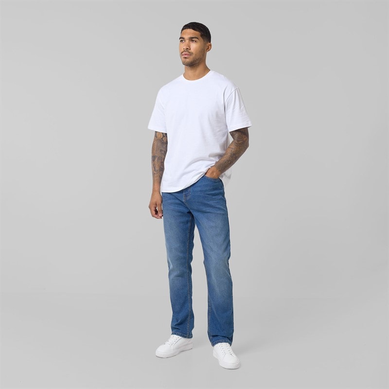 Closure London Mens Two Pack Straight Fit Jeans Dark Blue Wash/Mid Blue Wash - Image 3