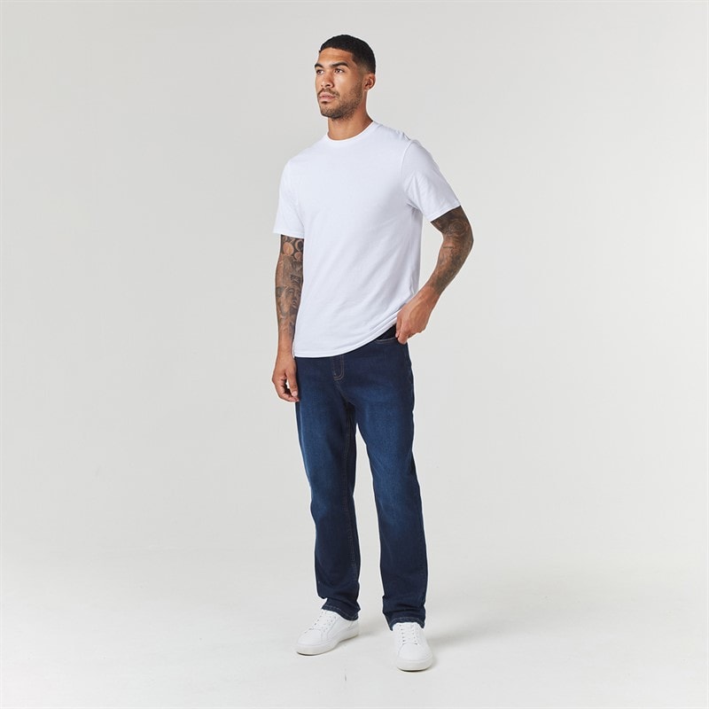 Closure London Mens Two Pack Straight Fit Jeans Dark Blue Wash/Mid Blue Wash - Image 4