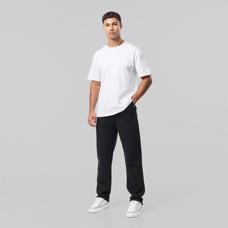 Closure London Mens Relaxed Fit Open Hem Joggers Black - Image 3