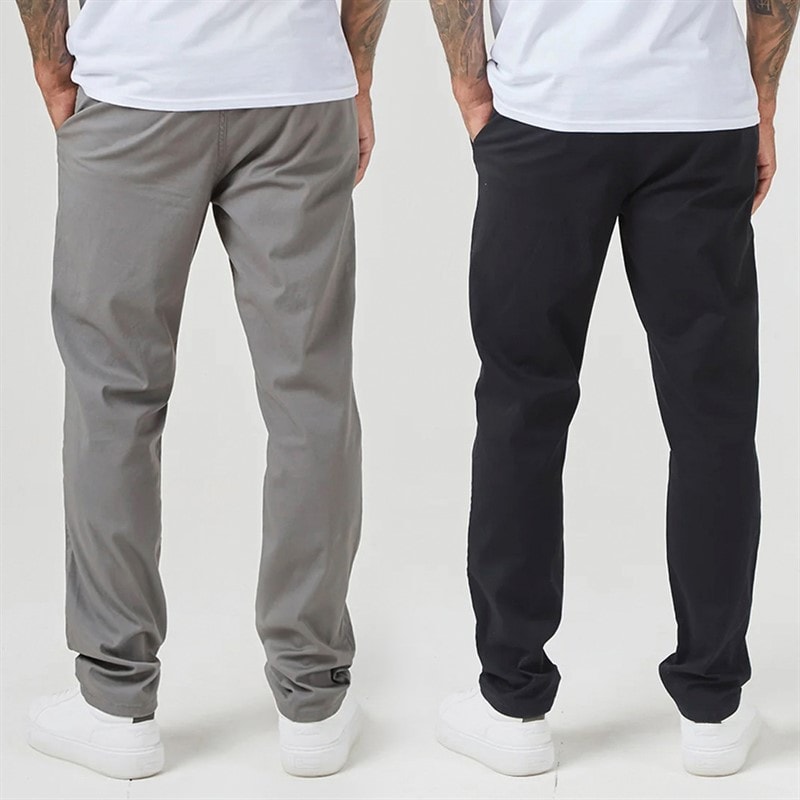 Closure London Mens Two Pack Classic Chino Pants Black/Dark Grey - Image 2