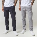Closure London Mens Two Pack Classic Chino Pants Navy/Light Grey