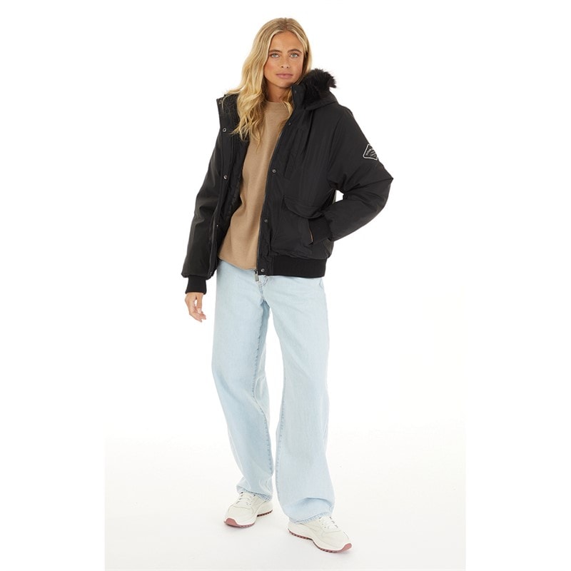 Closure London Womens Cropped Fur Parka Black - Image 4