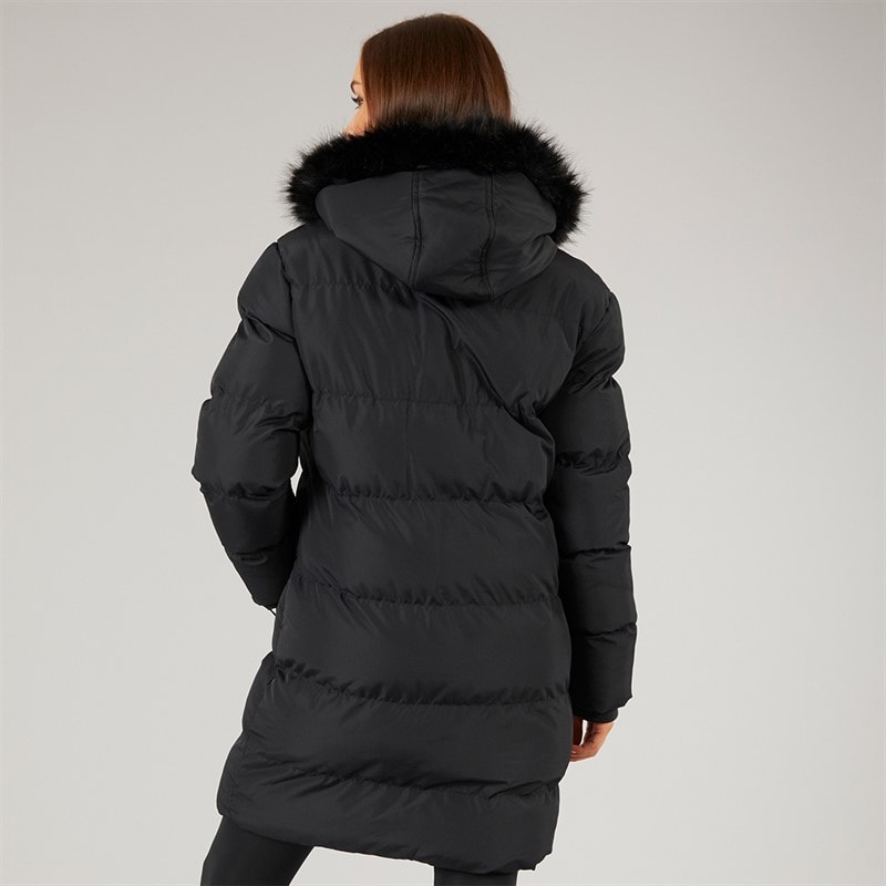 Closure London Womens Longline Faux Fur Parka With Hood Black - Image 2