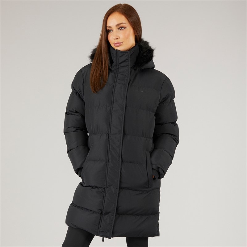 Closure London Womens Longline Faux Fur Parka With Hood Black - Image 3
