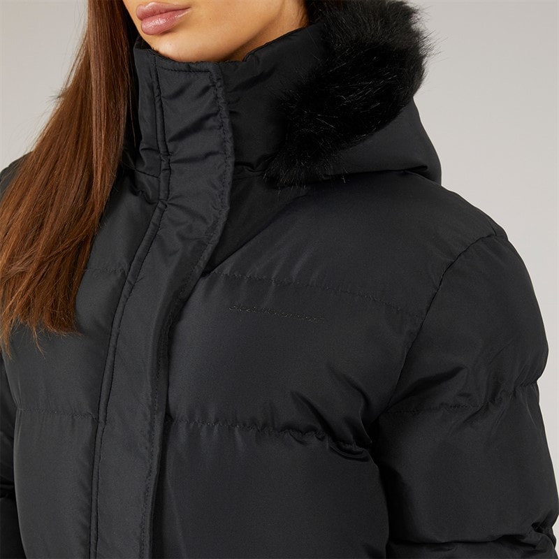 Closure London Womens Longline Faux Fur Parka With Hood Black - Image 5