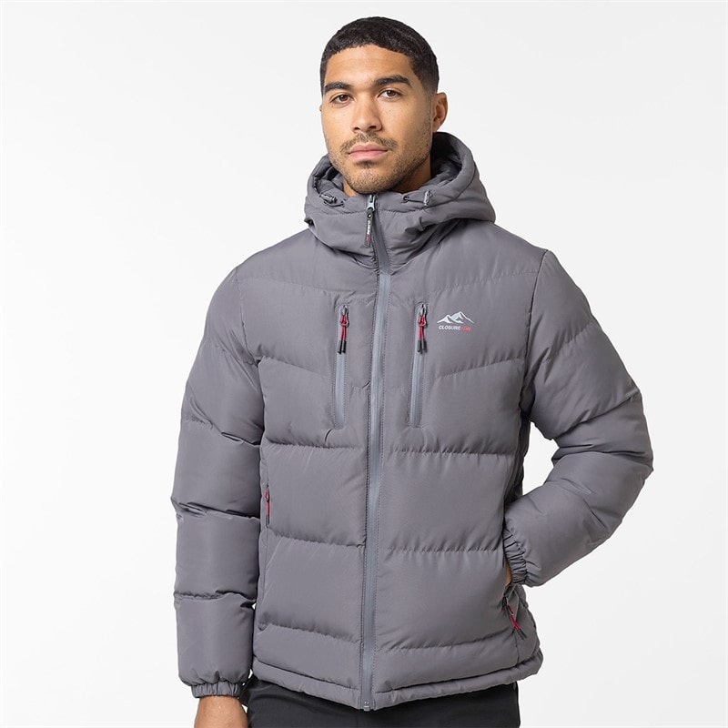 Closure London Mens Tech Logo Puffer Jacket Charcoal