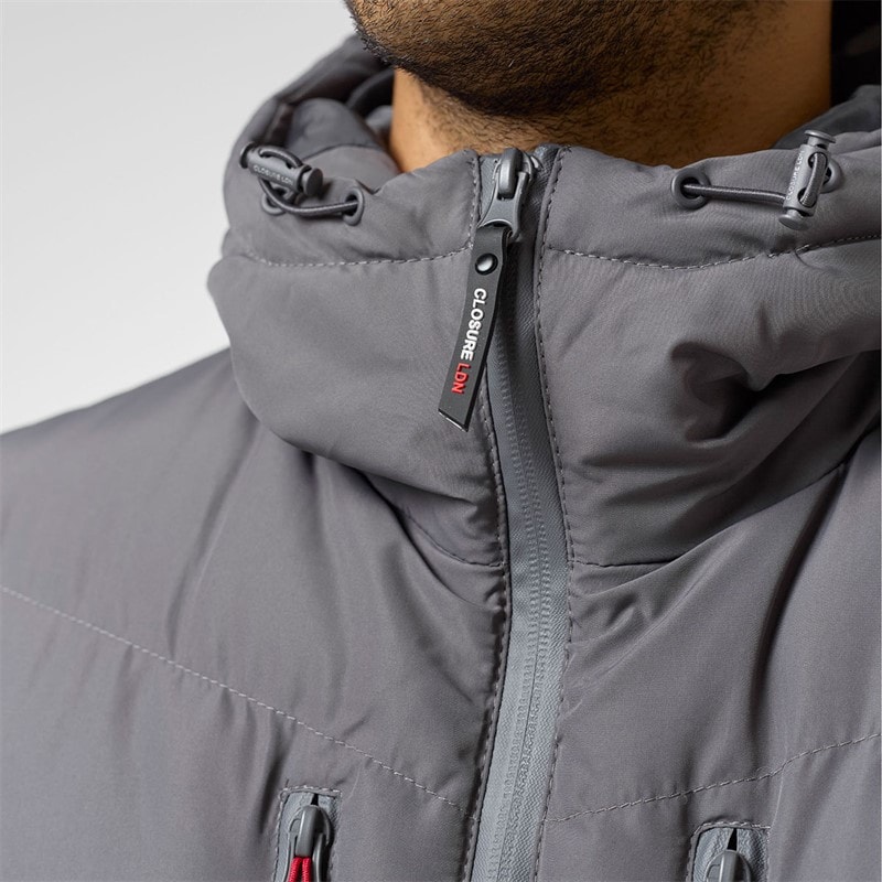 Closure London Mens Tech Logo Puffer Jacket Charcoal - Image 3