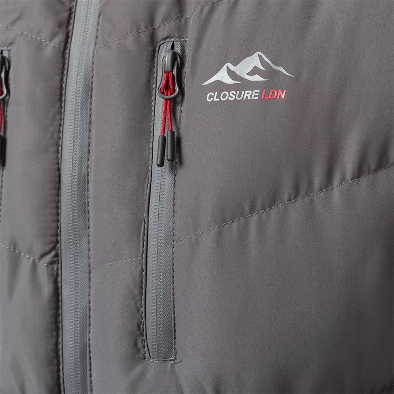 Closure London Mens Tech Logo Puffer Jacket Charcoal - Image 5