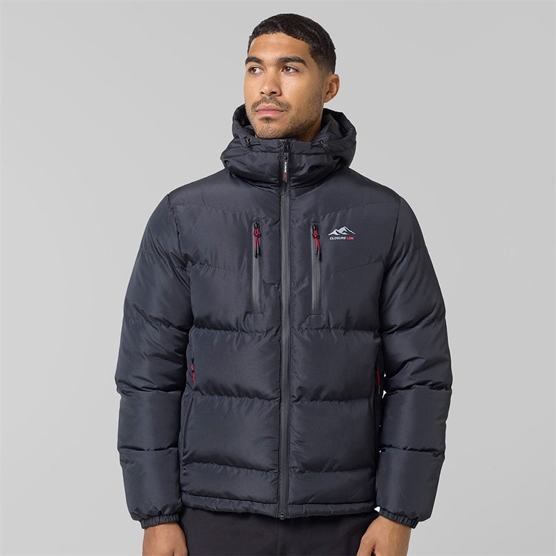 Closure London Mens Tech Logo Puffer Jacket Black