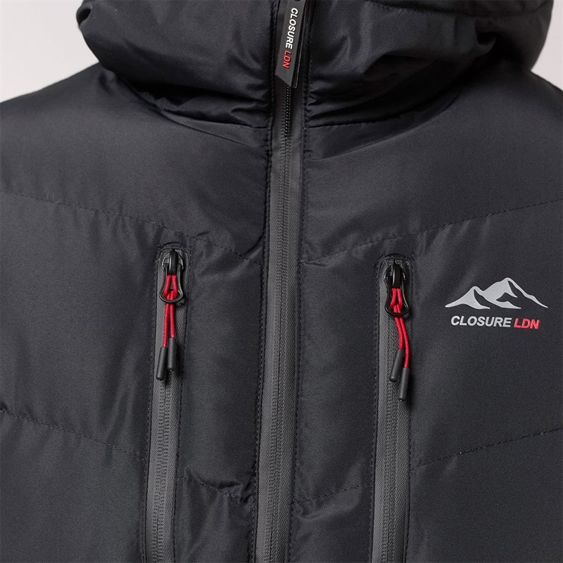 Closure London Mens Tech Logo Puffer Jacket Black - Image 3