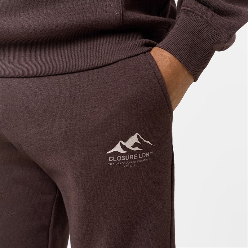Closure London Mens Mountain Silhoutte Tracksuit Brown/Stone - Image 3