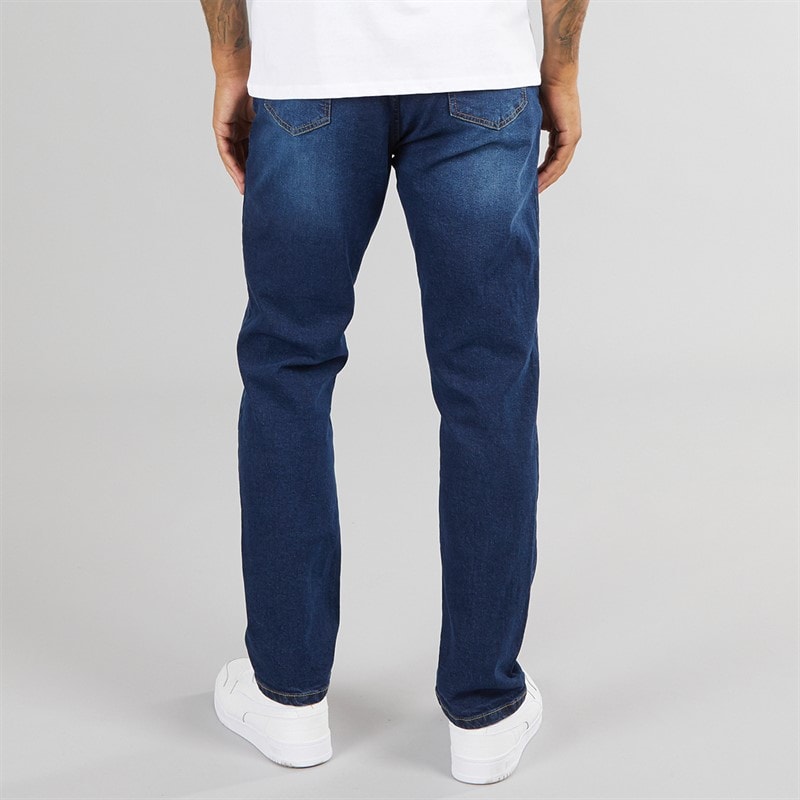 Closure London Mens Straight Fit Denim Jeans Dark Blue - Image 2