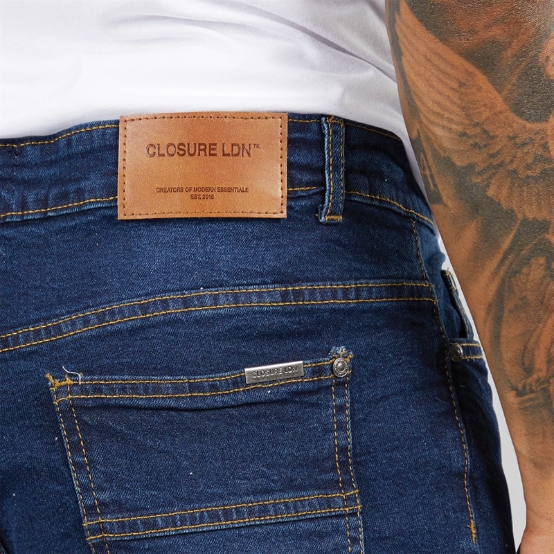 Closure London Mens Straight Fit Denim Jeans Dark Blue - Image 3