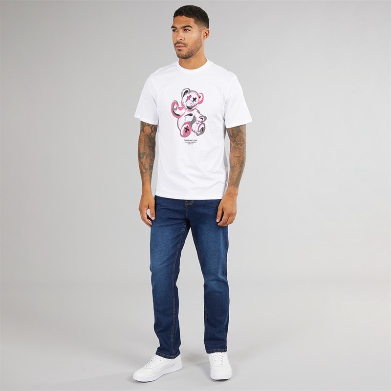 Closure London Mens Straight Fit Denim Jeans Dark Blue - Image 4