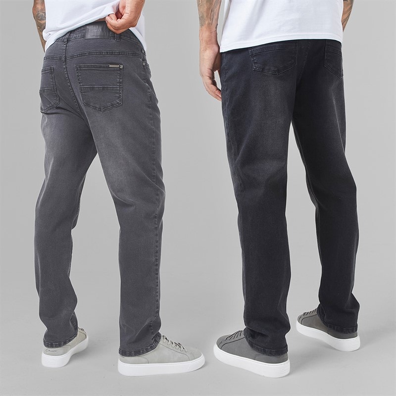 Closure London Mens Two Pack Straight Fit Denim Jeans Black Wash/Grey Wash - Image 2