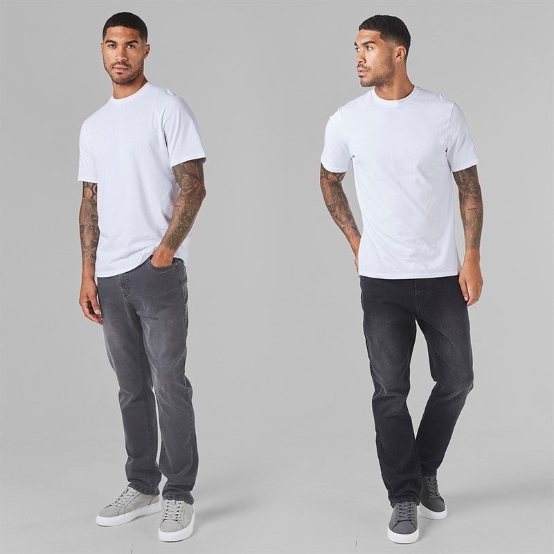 Closure London Mens Two Pack Straight Fit Denim Jeans Black Wash/Grey Wash - Image 4