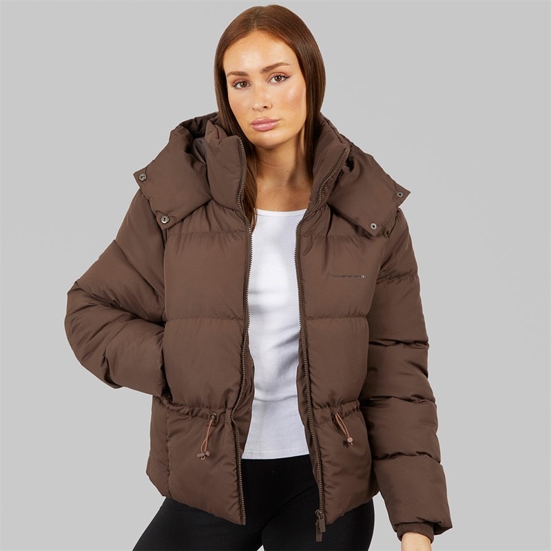 Closure London Womens Adjustable Waist Puffer Coffee