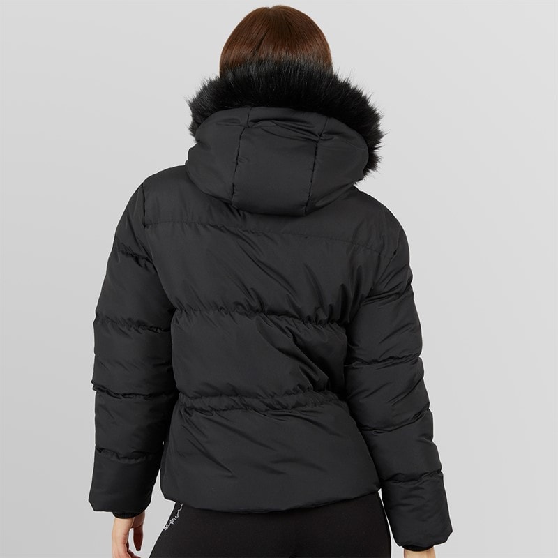 Closure London Womens Adjustable Waist Puffer With Faux Fur Hood Black - Image 2
