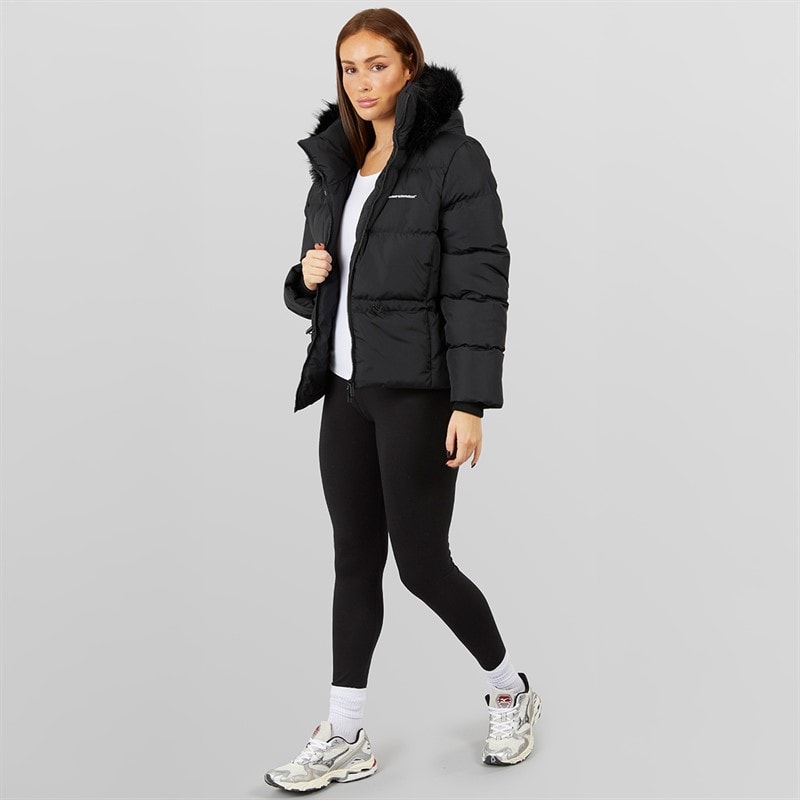Closure London Womens Adjustable Waist Puffer With Faux Fur Hood Black - Image 4