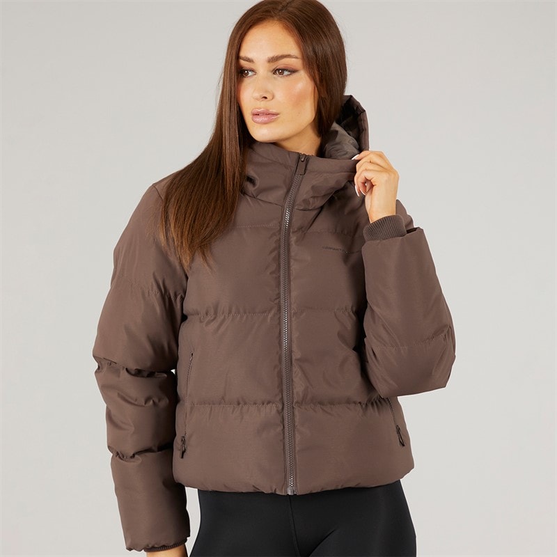 Closure London Womens Storm Cuff Short Puffer Jacket Coffee - Image 3