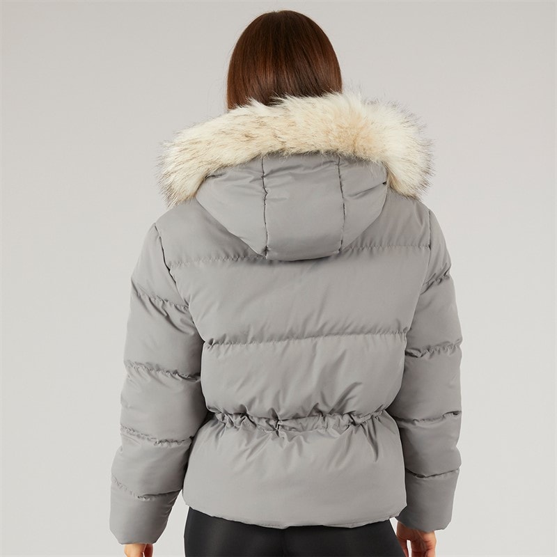 Closure London Womens Adjustable Waist Puffer With Faux Fur Hood Charcoal - Image 2