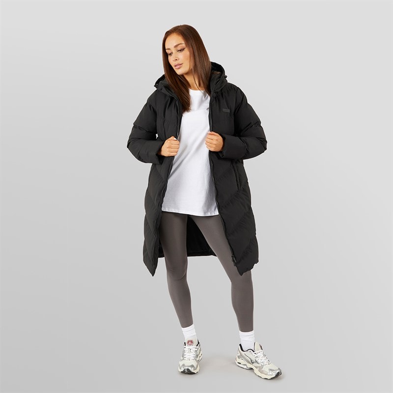 Closure London Womens Longline Split Hem Puffer Coat Black - Image 4