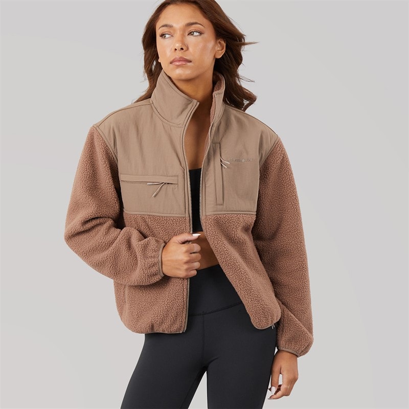 Closure London Womens Borg Tech Jacket Mocha - Image 5