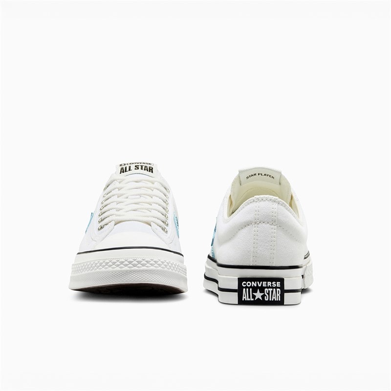 Converse Star Player 76 Ox Trainers White/Ocean Drip/Black - Image 3